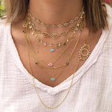 Micro Pave CZ Evil Eye Charm Choker Necklace