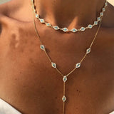 Micro Pave CZ Evil Eye Charm Choker Necklace
