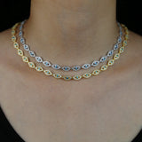 Micro Pave CZ Evil Eye Charm Choker Necklace