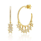 Micro Pave CZ Star Circle Hoop Earrings