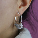 Micro Pave CZ Star Circle Hoop Earrings