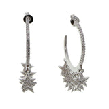 Micro Pave CZ Star Circle Hoop Earrings