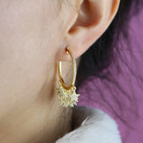 Micro Pave CZ Star Circle Hoop Earrings