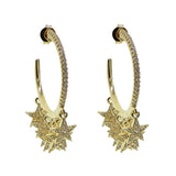 Micro Pave CZ Star Circle Hoop Earrings