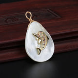 CZ Beads Dolphin Charm Shell Pendant Choker Necklace