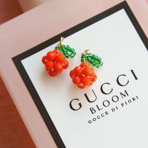 Mini Fruit Rice Beads Woven Pendant Ins Wind Earring