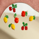 Mini Fruit Rice Beads Woven Pendant Ins Wind Earring