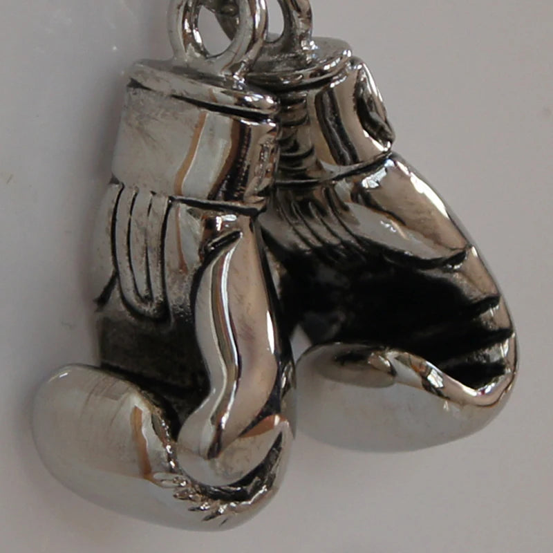 Mini Boxing Glove Pendant Necklace Stainless Steel Basket Chain