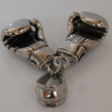 Mini Boxing Glove Pendant Necklace Stainless Steel Basket Chain