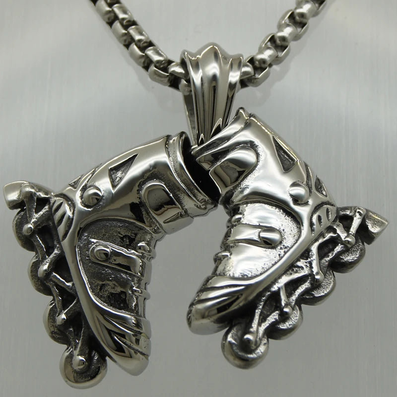316L Stainless Steel Pair Skating Shoes Necklace 60cm