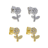925 Silver Daisy Flower Stud Earring CZ Girls Jewelry
