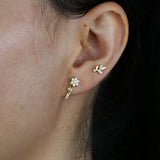 925 Silver Daisy Flower Stud Earring CZ Girls Jewelry