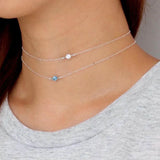Delicate 925 Sterling Silver CZ Choker Necklace - 3MM Thin Link Chain