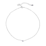 Delicate 925 Sterling Silver CZ Choker Necklace - 3MM Thin Link Chain