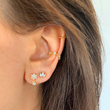 925 Sterling Silver Colorful Rainbow CZ Flower Dangle Earring