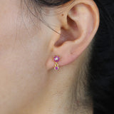 925 Sterling Silver Colorful Rainbow CZ Flower Dangle Earring