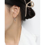 27MM 18K REAL. 925 Silver Double Rows Big Circle Line Stud Earrings