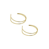 27MM 18K REAL. 925 Silver Double Rows Big Circle Line Stud Earrings