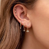 925 Silver Mini Stud Earring Set Moon Star Lightning CZ