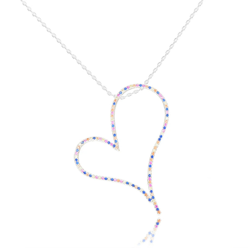 Heart Pendant Necklace Full CZ Romantic Gift