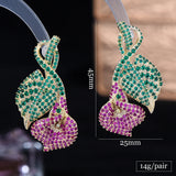 Bright Multicolor CZ Lily Flower Dangle Earrings for Women - Daily Gift