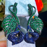 Bright Multicolor CZ Lily Flower Dangle Earrings for Women - Daily Gift