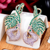 Bright Multicolor CZ Lily Flower Dangle Earrings for Women - Daily Gift