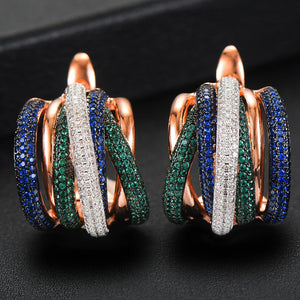 Colorful Twist Braided Lines European Wedding Earrings