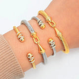 Stackable Bangle For Women Bridal Wedding Cubic Zircon Open Bangle Dubai