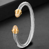 Stackable Bangle For Women Bridal Wedding Cubic Zircon Open Bangle Dubai