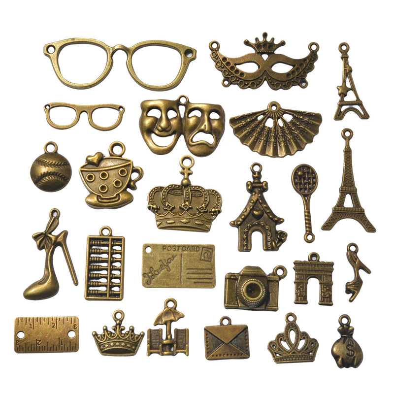 24pcs Antique Bronze Passport Charms for Jewelry