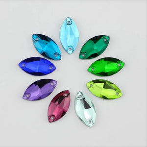 Horse Eye Shape Crystal Flatback Acrylic Beads Two Holes Loose Beads