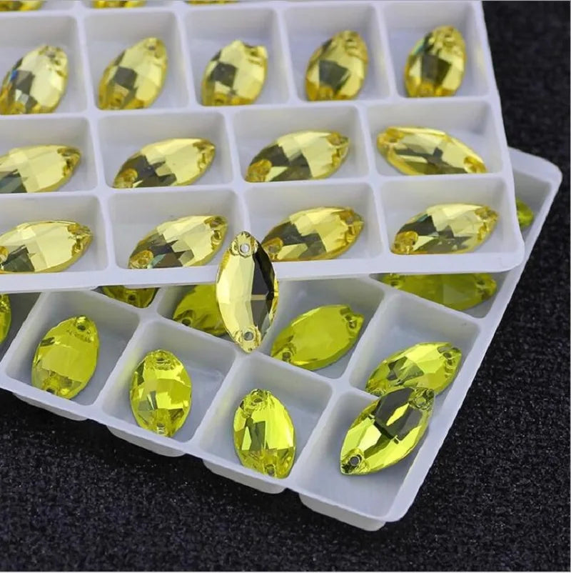 Horse Eye Shape Crystal Flatback Acrylic Beads Two Holes Loose Beads