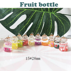 10pcs Colorful Fruit Bottle Charms for DIY Craft 15*28mm