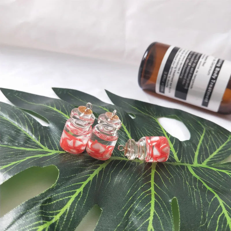 10pcs Colorful Fruit Bottle Charms for DIY Craft 15*28mm