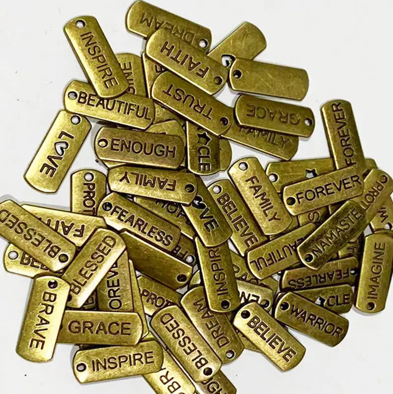100pcs DIY Metal Letter Tag Charms for Jewelry Making