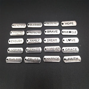 100pcs DIY Metal Letter Tag Charms for Jewelry Making