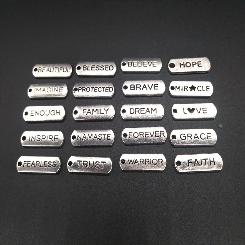 100pcs DIY Metal Letter Tag Charms for Jewelry Making