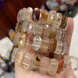 Rutilated Quartz Beads Bracelet Natural Gem Stone Jewelry Bangle