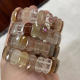 Rutilated Quartz Beads Bracelet Gemstone Jewelry Bangle for Woman Man