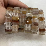Rutilated Quartz Beads Bracelet Gemstone Jewelry Bangle for Woman Man