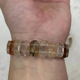 Rutilated Quartz Beads Bracelet Gemstone Jewelry Bangle for Woman Man