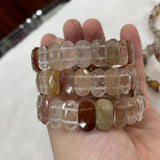 Rutilated Quartz Beads Bracelet Gemstone Jewelry Bangle for Woman Man