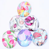 Mixed Floral Pattern Glass Cabochons Oval DIY Jewelry Findings