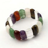 Mixed Stone Bracelet: Amethyst, Green Aventurine Jade, Red Agate, Tiger Eye