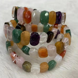 Mixed Stone Bracelet - Green Aventurine, Jade, Rose Quartz, Amethyst, Red Agate
