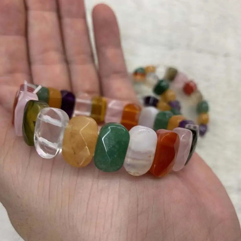 Mixed Stone Bracelet - Green Aventurine, Jade, Rose Quartz, Amethyst, Red Agate