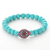 Natural Green Pine Stone Beads Bangle Charm Elastic Bracelet