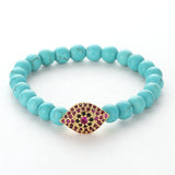 Natural Green Pine Stone Beads Bangle Charm Elastic Bracelet