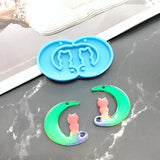 Moon Fishtail Wolf Earring Necklace Resin Mold Pendant Mould